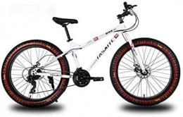 LUO Bicicleta LUO Bicicleta, bicicleta de montaña de 26 pulgadas para adultos, freno de disco doble Fat Tire Bicicleta de montaña, bicicleta de montaña rígida, cuadro de acero de alto carbono, blanco, 27 velocidad