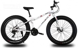 LUO Bicicleta LUO Bicicleta, bicicleta de montaña para adultos, freno de doble disco Fat Tire Bicicleta de montaña, bicicleta de montaña rígida, marco de acero de alto carbono, ruedas de 26 pulgadas, blanco, 27 ve
