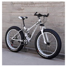 MJY Bicicleta MJY Bicicletas de montaña para adultos, Bicicleta de montaña rígida con freno de disco doble Fat Tire, Bicicleta con ruedas grandes, Marco de acero con alto contenido de carbono, Nuevo blanco, 26 pulga