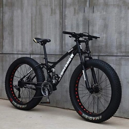 NXX Bicicletas de montaña Fat Tires NXX Bicicletas de montaña para Hombre de 24 Pulgadas, Bicicleta de montaña rgida de Acero al Carbono, Bicicleta de montaña con Asiento Ajustable con suspensin Delantera, 21 velocidades, Negro