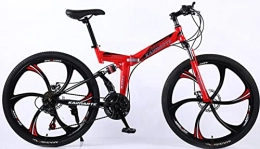 DPCXZ Bicicletas de montaña plegables 21 Speed Bicicleta Plegable, Bicicleta De Montaña Plegable Para Hombres Y Mujeres Adultos, Bicicleta De Deporte De Montaña, Doble Suspension Bicicletas Urbanas Unisex red, 26 inches
