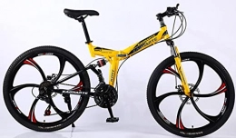 DPCXZ Bicicletas de montaña plegables 21 Speed Bicicleta Plegable, Bicicleta De Montaña Plegable Para Hombres Y Mujeres Adultos, Bicicleta De Deporte De Montaña, Doble Suspension Bicicletas Urbanas Unisex yellow, 26 inches