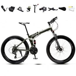 Llpeng Bicicleta 24-26 pulgadas Peso ligero plegable de MTB Bike, plegable for hombre de la bici de montaña for mujer, 30 velocidad bicis de velocidad variable, doble disco de freno ( Color : Green , Size : 26'' )