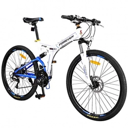 WXX Bicicletas de montaña plegables 26 Pulgadas 24 Velocidades Plegable Bicicleta De Montaña Delantero Y Trasero Amortiguador Doble Disco Freno De Hombres Y Mujeres Casual Estudiantes Suave Cola Portátil Bicicleta