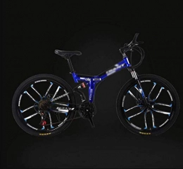 Llpeng Bicicleta Bici de montaña plegable, 26" unisex bicicletas de acero de alta carbono, doble absorción de choque de velocidad variable fuera de la carretera Bicicleta de montaña, Doble amortiguadora de golpes Una