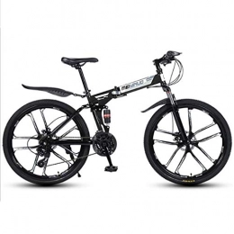 Dsrgwe Bicicleta Bicicleta de Montaa, Plegable Bicicleta de montaña, Marco de Acero al Carbono Bicicletas Hardtail, Doble Freno de Disco y suspensin Doble (Color : Black, Size : 27 Speed)
