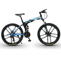 Great Bicicleta Bicicleta de montaña, 21 Bicicleta De Montaña Plegable De 21 Velocidades, Bicicleta De Estudiante Portátil De 26 Pulgadas De 10 Pulgadas De Acero Alto De Carbono, Frontal Y (Size:21 speed , Color:Blue)