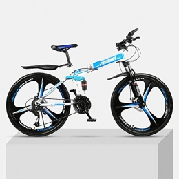 Chengke Yipin Bicicletas de montaña plegables Bicicleta de montaña 24 pulgadas marco de acero de alto carbono plegable de una rueda doble absorcin de impactos estudiantes masculinos y femeninos ciclismo de montaña-Azul_21 velocidades