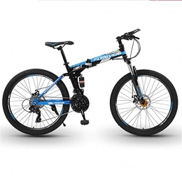 Great Bicicleta Bicicleta de montaña, Bicicleta De Montaña Adulta, 26 Pulgadas Bicicleta Plegable 21 Velocidad Marco De Acero Alto De Alto Carbono Suspensión Completa Doble Disco Frenos Est(Size:21 speed , Color:Blue)
