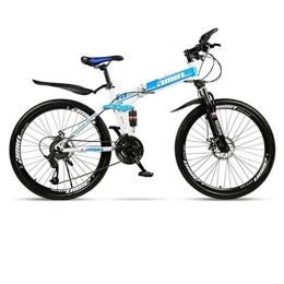 Dsrgwe Bicicleta Bicicleta de Montaña, De 26 pulgadas de bicicletas de montaña, bicicletas plegables hardtail, Marco de acero al carbono, doble freno de disco y suspensión completa ( Color : Blue , Size : 21 Speed )