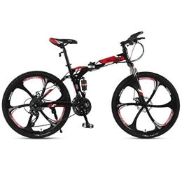 Dsrgwe Bicicleta Bicicleta de Montaña, De 26 pulgadas de bicicletas de montaña, bicicletas plegables hardtail, suspensión completa y doble freno de disco, marco de acero al carbono ( Color : Red , Size : 21-speed )
