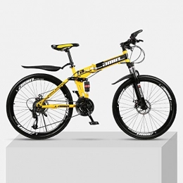 Chengke Yipin Bicicletas de montaña plegables Bicicleta de montaña Marco de acero de alto carbono plegable de 24 pulgadas con absorcin de impactos doble velocidad variable para hombres y mujeres bicicleta todoterreno-Amarillo_24 velocidades