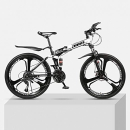 Chengke Yipin Bicicletas de montaña plegables Bicicleta de montaña Marco de acero de alto carbono plegable de una rueda de 26 pulgadas con doble velocidad de amortiguacin para hombres y mujeres bicicleta todoterreno-Negro_21 velocidades