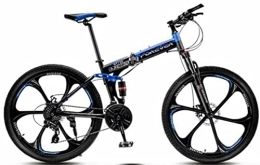 DPCXZ Bicicletas de montaña plegables Bicicleta De Montaña Plegable Adulto De 26 Pulgadas, Ligero Bicicleta Plegable Doble Suspension Marco De Acero De Alto Carbono Bicicletas Urbanas Unisex blue, 24 inches