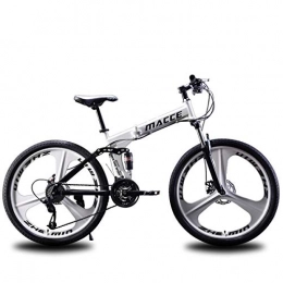 Dapang Bicicleta Bicicleta de montaña Plegable, Bastidor de Acero de 24" / 26" pulg, Cambio de Velocidad Shimano de 21 velocidades. Desviador del Torneo Shimano, White, 26"
