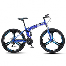 KUKU Bicicleta Bicicleta De Montaña Plegable De 26 Pulgadas, Bicicleta De Montaña De Acero Con Alto Contenido De Carbono Para Hombres De 21 Velocidades, Adecuados Para Entusiastas De Los Deportes Y El Ciclismo, Azul