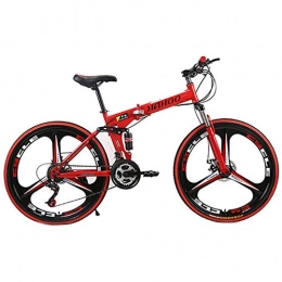KUKU Bicicleta Bicicleta De Montaña Plegable De 26 Pulgadas Y 21 Velocidades, Bicicleta De Montaña De Acero Con Alto Contenido De Carbono Para Hombres, Adecuada Para Entusiastas De Los Deportes Y El Ciclismo, Rojo