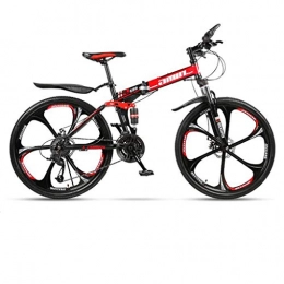 WGYDREAM Bicicleta Bicicleta Montaña MTB Plegable bicicletas de montaña, bicicletas hardtail, doble freno de disco y suspensión doble, Marco de acero al carbono Bicicleta de Montaña ( Color : Red , Size : 21-speed )