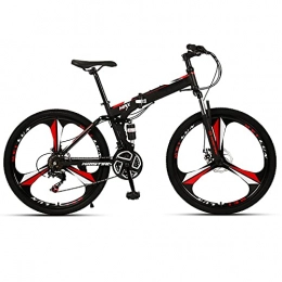 FGKLU Bicicleta Bicicleta montaña plegable 26 pulgadas, 21 / 24 / 27 velocidades 3 ruedas cuchillo, bicicletas MTB exteriores, bicicleta hombres y mujeres, frenos disco doble acero con alto contenido carbono, A, 21 speed