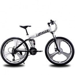 SQDYJ Bicicletas de montaña plegables Bicicleta Plegable, Ligera y compacta City Bicycle 26 Inch 21 Speed ​​Sistema de Freno de Disco Ajustable, White