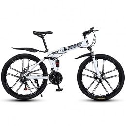 MSG ZY Bicicletas de montaña plegables Bicicleta plegable MTB, cuadro de acero con alto contenido de carbono, bicicleta todo terreno de 26 ", 24-27 V, rueda de 10 radios, bicicleta de montaña con doble suspensión y freno de disco doble