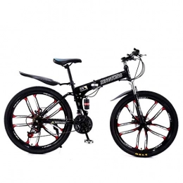 ZHTY Bicicleta Bicicletas plegables de bicicleta de montaña, freno doble de disco de 27 velocidades con suspensin completa antideslizante, cuadro de aluminio ligero, horquilla de suspensin, varios colores-24 pulg