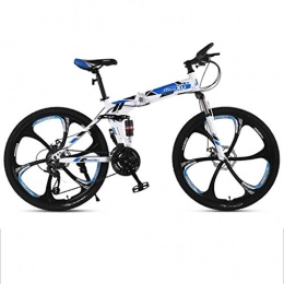 Dsrgwe Bicicleta Dsrgwe Bicicleta de Montaa, Bicicleta de montaña, Bicicletas de montaña Plegable, de Doble suspensin y Doble Freno de Disco, de 26 Pulgadas mag Ruedas (Color : Blue, Size : 27-Speed)