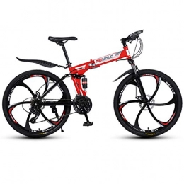 Dsrgwe Bicicleta Dsrgwe Bicicleta de Montaa, Bicicletas de montaña, Bicicletas Plegables, Marco de Acero, de Doble suspensin y Doble Freno de Disco, MTB, de 26 Pulgadas Ruedas (Color : Red, Size : 24-Speed)