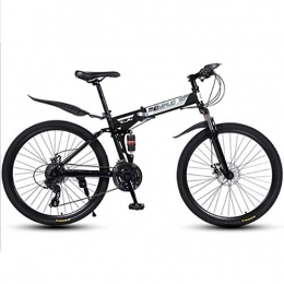 Dsrgwe Bicicleta Dsrgwe Bicicleta de Montaña, 26" Bicicleta de montaña, Marco de Acero al Carbono, Bicicletas Plegables Hardtail, Doble Disco de Freno y suspensión Doble (Color : Black, Size : 27 Speed)