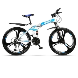 Dsrgwe Bicicleta Dsrgwe Bicicleta de Montaña, Bicicleta de montaña, Marco de Acero Plegable Bicicletas Hardtail, de Doble suspensión y Doble Freno de Disco, Ruedas de 26 Pulgadas (Color : Blue, Size : 27-Speed)