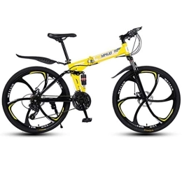 Dsrgwe Bicicleta Dsrgwe Bicicleta de Montaña, Bicicletas de montaña, Bicicletas Plegables, Marco de Acero, de Doble suspensión y Doble Freno de Disco, MTB, de 26 Pulgadas Ruedas (Color : Yellow, Size : 27-Speed)