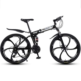 Dsrgwe Bicicleta Dsrgwe Bicicleta de Montaña, Plegable Bicicleta de montaña, de Acero al Carbono Cuadro de la Bicicleta, con Doble Doble del Disco de Freno Suspensión (Color : Black, Size : 27 Speed)