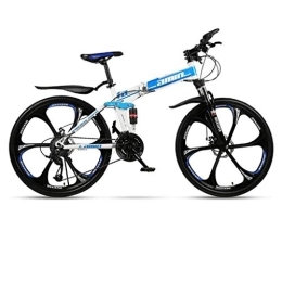 Dsrgwe Bicicleta Dsrgwe Bicicleta de Montaña, Plegable Bicicletas de montaña, Bicicletas Hardtail, Doble Freno de Disco y suspensión Doble, Marco de Acero al Carbono (Color : Blue, Size : 27-Speed)