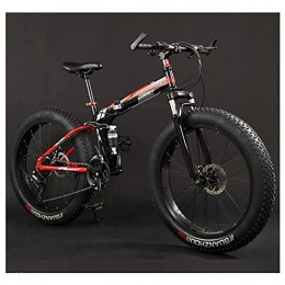 GFF Bicicleta GFF Bicicleta de montaña para Adultos Cuadro Plegable Fat Tire Doble suspensin Bicicleta de montaña Cuadro de Carbono Bicicleta de montaña de Alto Terreno 26"Rojo 30 velocidades