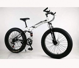 HCMNME Bicicleta HCMNME Bicicleta Duradera Plegable Fat Tire Bicicletas de montaña Bicicletas for Adultos Hombres Mujeres, Estructura Ligera de Acero al Carbono de Alta y el Doble Disco de Freno Cuadro de ale