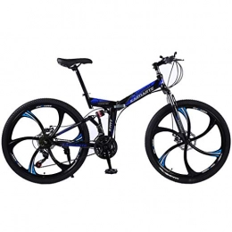 JLASD Bicicletas de montaña plegables JLASD Bicicleta Montaa MTB / Bicicletas 26 '' Plegable Rueda del Carbn del Marco De Acero 21 / 24 / 27 Plazos De Envo del Freno De Disco De Doble Suspensin (Color : Blue, Size : 24speed)