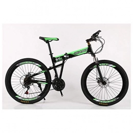 KXDLR Bicicleta KXDLR Bici de montaña Plegable 21-30 Velocidades de Bicicletas Tenedor de suspensión MTB Marco Plegable 26" Ruedas con Frenos de Doble Disco, Verde, 30 Speed
