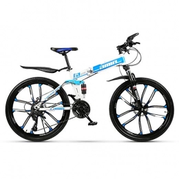 KXDLR Bicicleta KXDLR Bici De Montaña Plegable 27 Full Speed ​​MTB Suspension Daul del Freno De Disco De Bicicletas De 26" Unisex, Azul