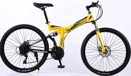 DPCXZ Bicicletas de montaña plegables Ligero Bicicleta Plegable, 26 Pulgadas Doble Suspension Bicicleta Montaña Fácil De Plegar Bicicletas Urbanas, Para Adultos Adolescentes Estudiante yellow, 24 inches