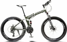 DPCXZ Bicicletas de montaña plegables Ligero Bicicleta Plegable, Bicicleta Montaña De 26 Pulgadas Doble Suspension, Unisex, 21 Velocidades Para Adultos Y Jóvenes, Para Exteriores Para Niños Niñas green, 24 inches
