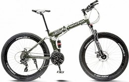 DPCXZ Bicicletas de montaña plegables Ligero Bicicleta Plegable, Bicicleta Montaña De 26 Pulgadas Doble Suspension, Unisex, 21 Velocidades Para Adultos Y Jóvenes, Para Exteriores Para Niños Niñas green, 26 inches