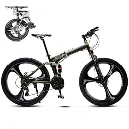 LQ&XL Bicicleta LQ&XL 24 Pulgadas 26 Pulgadas Bicicleta de Montaña Unisex, Bici MTB Adulto, Bicicleta MTB Plegable, 30 Velocidades Bicicleta Adulto con Doble Freno Disco / Verde / 24'' / A Wheel