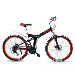 LQ&XL Bicicleta LQ&XL Bicicleta Btt 27" Mountain Bike Plegable Unisex Adulto Aluminio Urban Bici Ligera Estudiante Folding City Bike, sillin Confort Ajustables, Capacidad 165kg, Doble Freno Disco / Black Red /