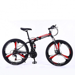 Mountain Bike Bicicletas de montaña plegables Mini bicicleta de montaña plegable ligera de 26 pulgadas, pequeña, portátil, duradera, bicicleta de carretera, bicicleta de ciudad, negro, rojo, negro, neumático_26 pulgadas, 24 velocidades