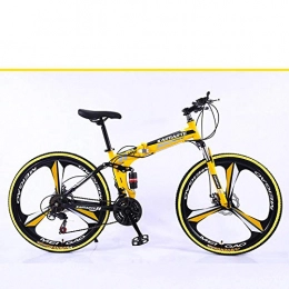 Mountain Bike Bicicletas de montaña plegables Mini bicicleta de montaña plegable ligera de 26 pulgadas, pequeña, portátil, duradera, bicicleta de carretera, bicicleta de ciudad, neumático de color amarillo, 26 pulgadas, 24 velocidades