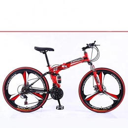 Mountain Bike Bicicletas de montaña plegables Mini bicicleta de montaña plegable ligera de 26 pulgadas, pequeña, portátil, duradera, bicicleta de carretera, bicicleta de ciudad, neumáticos de color rojo y negro_26 pulgadas 27 velocidades