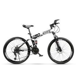 Generic Bicicletas de montaña plegables Mountain Bike, Bicicleta de montaña Plegable 24 / 26 Pulgadas, Bicicleta de MTB con Rueda de radios, Blanca