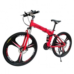 MYMGG Bicicleta MYMGG Bicicleta Plegable De 21 Velocidades (24 Velocidades, 27 Velocidades), Sistema De Transmisión Y Freno De Doble Disco, Rojo, 24 Speed