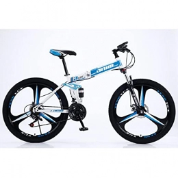 Newut Bicicleta Newut Bicicleta de montaña de Acero de Acero de Alto Contenido de Carbono de 26 Pulgadas, Doble Amortiguador Integrado de 3 Cuchillos de Cuchillo Bicicletas de montaña Plegables, Black Blue, 21 Speed