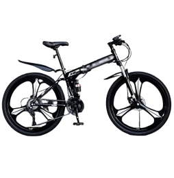 POGIB Bicicleta POGIB Bicicleta de montaña para conquistar Cualquier Camino, Bicicleta de montaña Plegable con Marco de Acero de Alto Carbono y Velocidad Ajustable (Black 26inch)